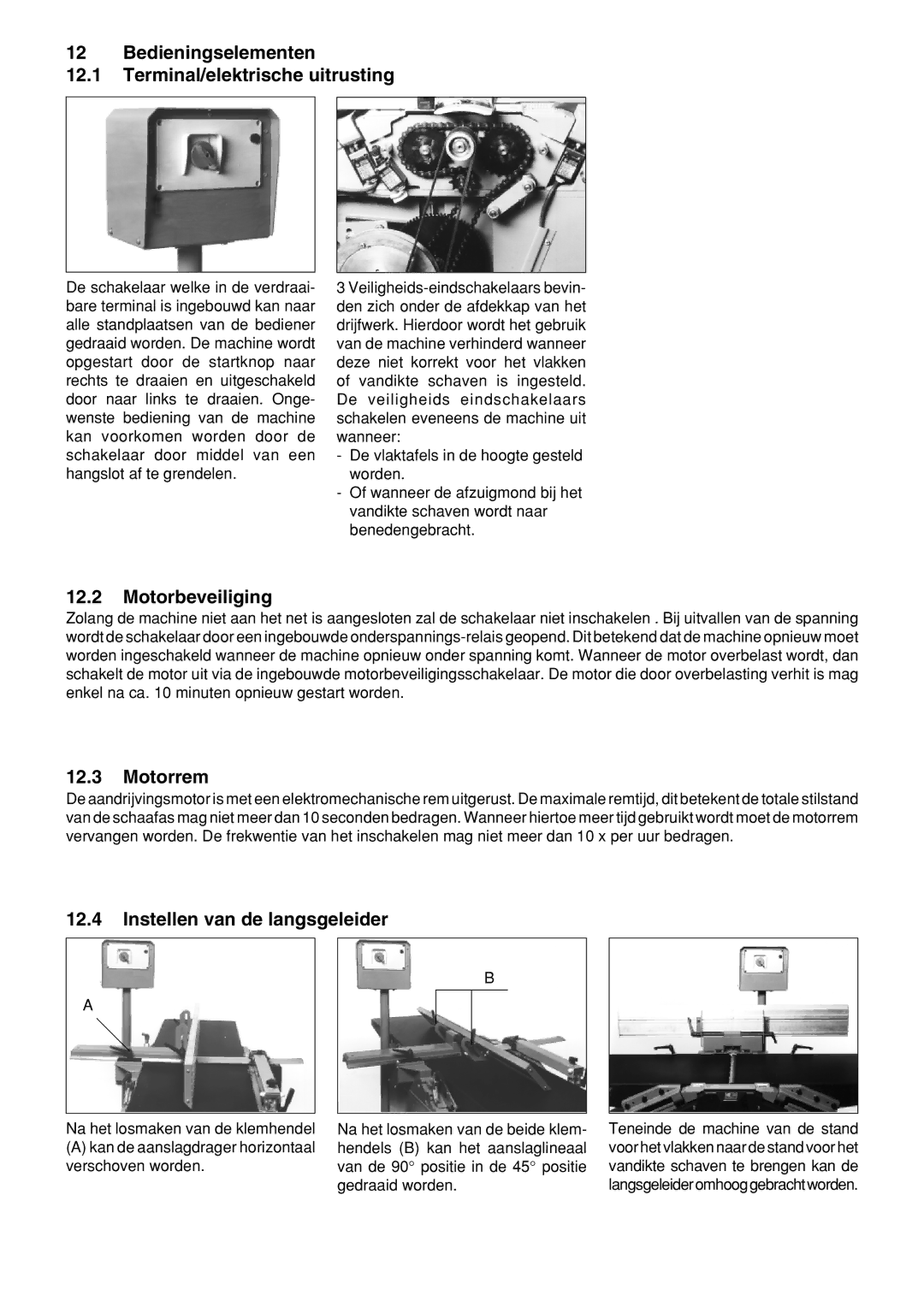 Metabo HC 410 operating instructions Bedieningselementen Terminal/elektrische uitrusting, Motorbeveiliging, Motorrem 