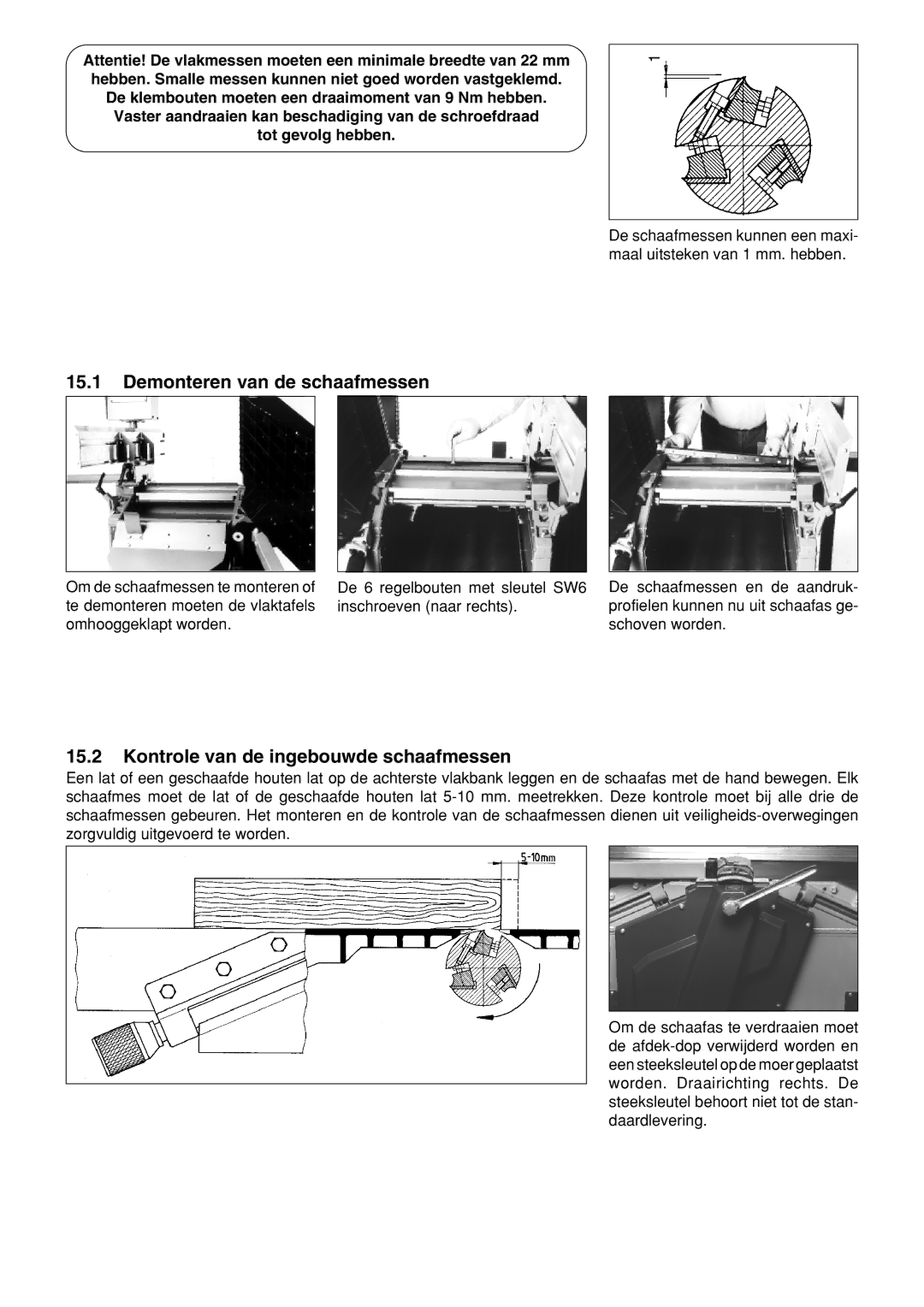 Metabo HC 410 operating instructions Demonteren van de schaafmessen, Kontrole van de ingebouwde schaafmessen 