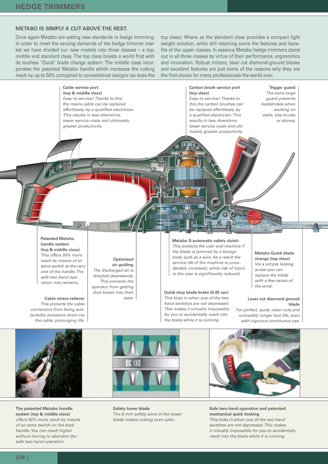 Metabo HS-8565, HS-8655 Quick manual Cable service port top & middle class, Patented Metabo handle system top & middle class 