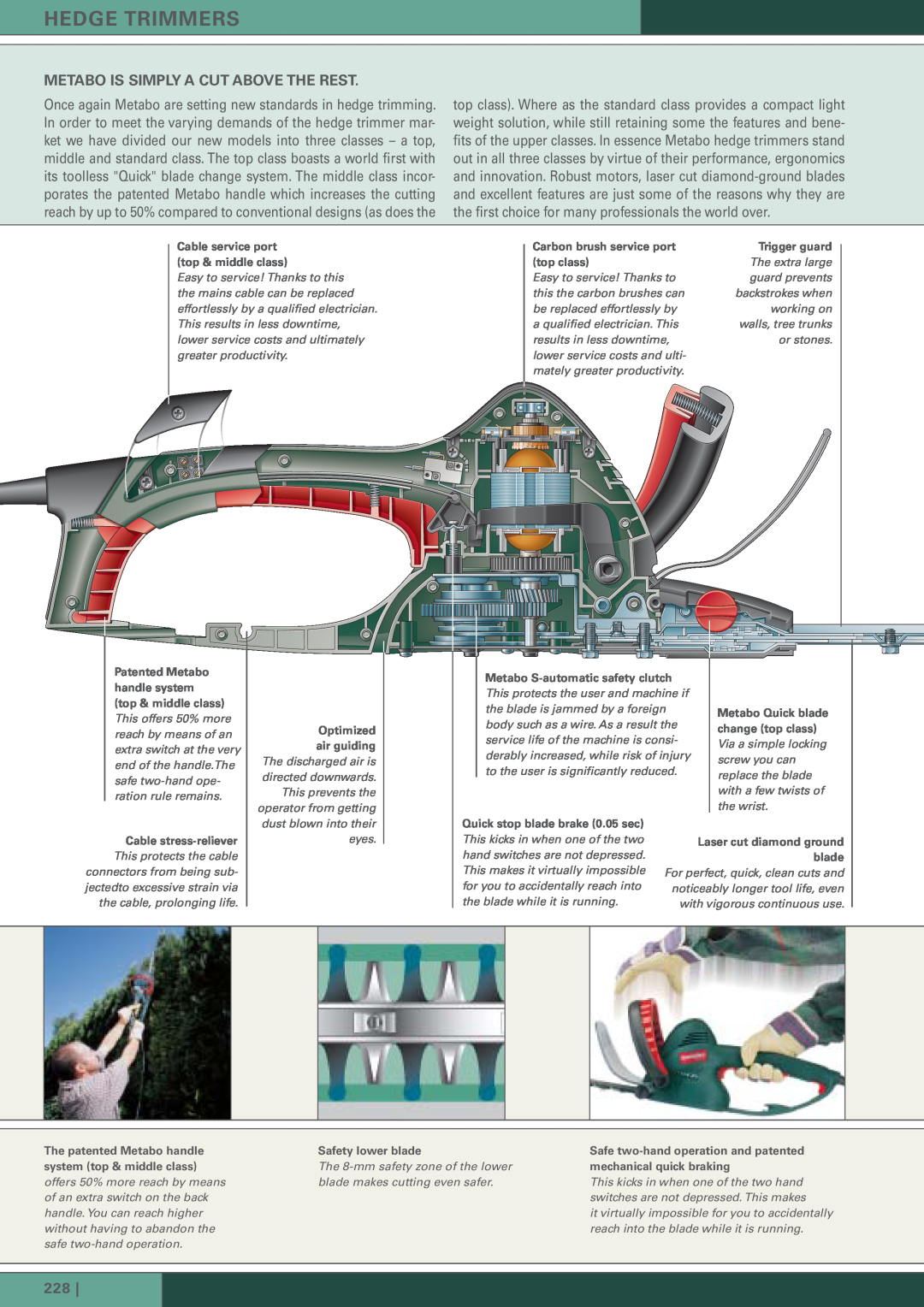 Metabo HS-8565, HS-8555 Metabo Is Simply A Cut Above The Rest, 228, Hedge Trimmers, Cable service port top & middle class 