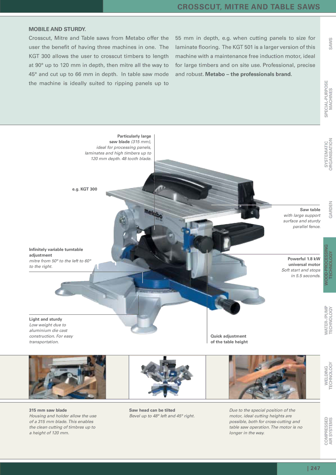 Metabo KGT 300, KGT 501 manual WOOD-PROCESSING Technology 