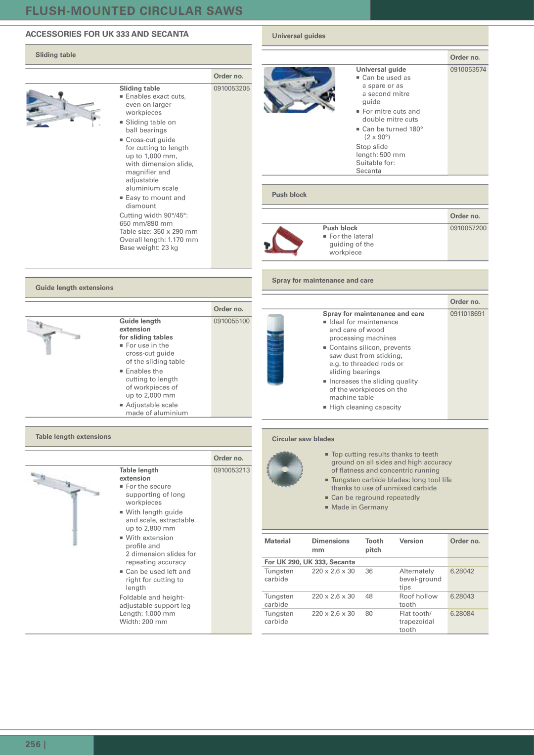 Metabo KGT 501, KGT 300 manual Accessories for UK 333 and Secanta 