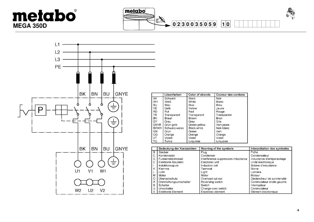 Metabo Mega 350 W manual Mega 350D 