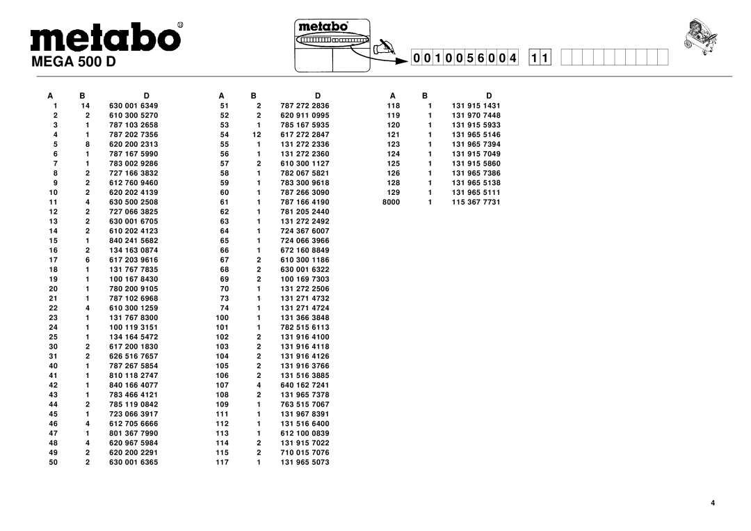 Metabo Mega 500 D manual 