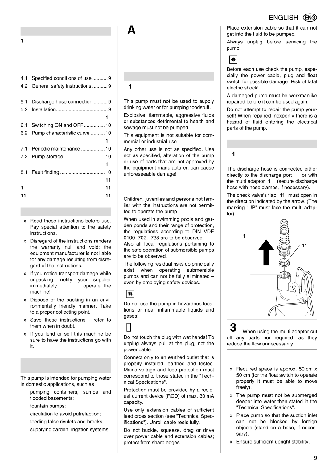 Metabo TDP 7500 S Table of Contents, Please Read First, Range of Application and Media, Safety Specified conditions of use 