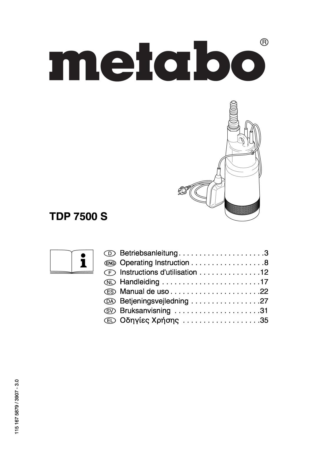 Metabo TDP 7500 S manual 