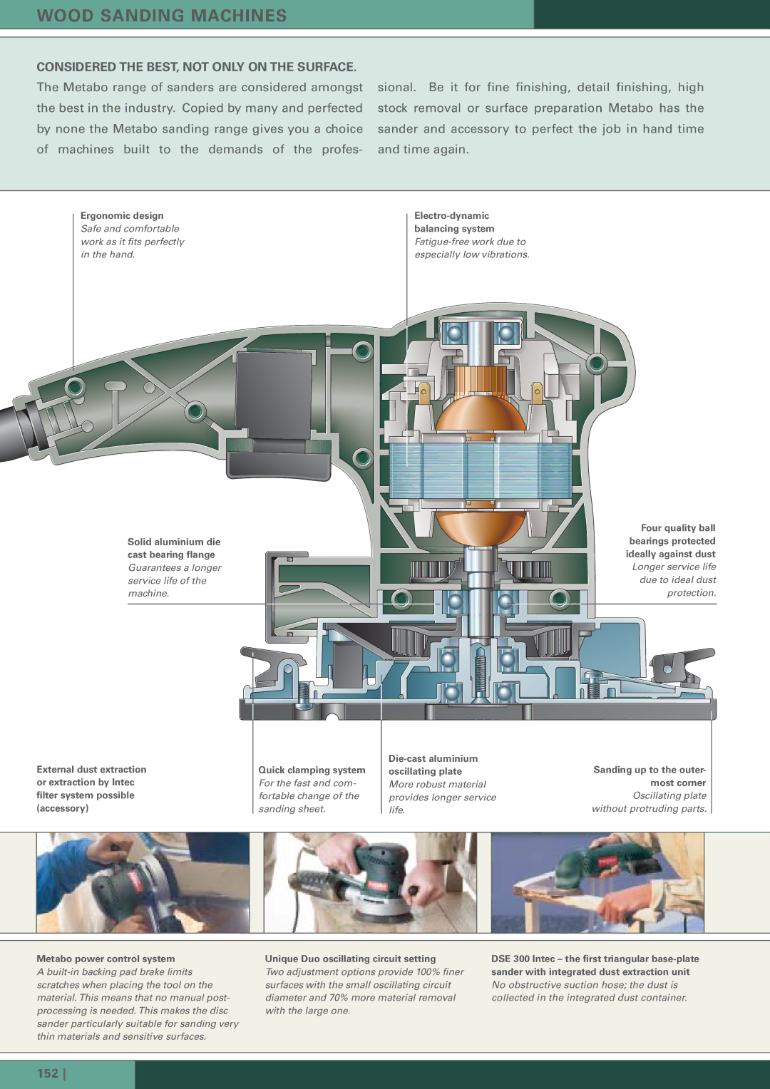 Metabo Wood Sanding Machine Ergonomic design, Most corner, Filter system possible, Accessory, Metabo power control system 