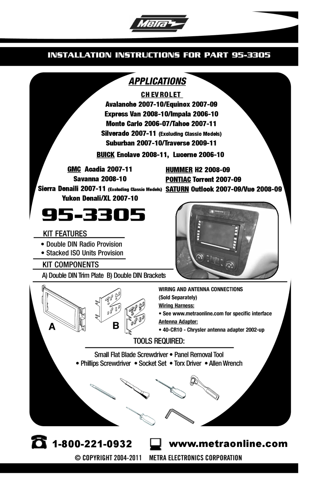 Metra Electronics 95-3305 installation instructions 