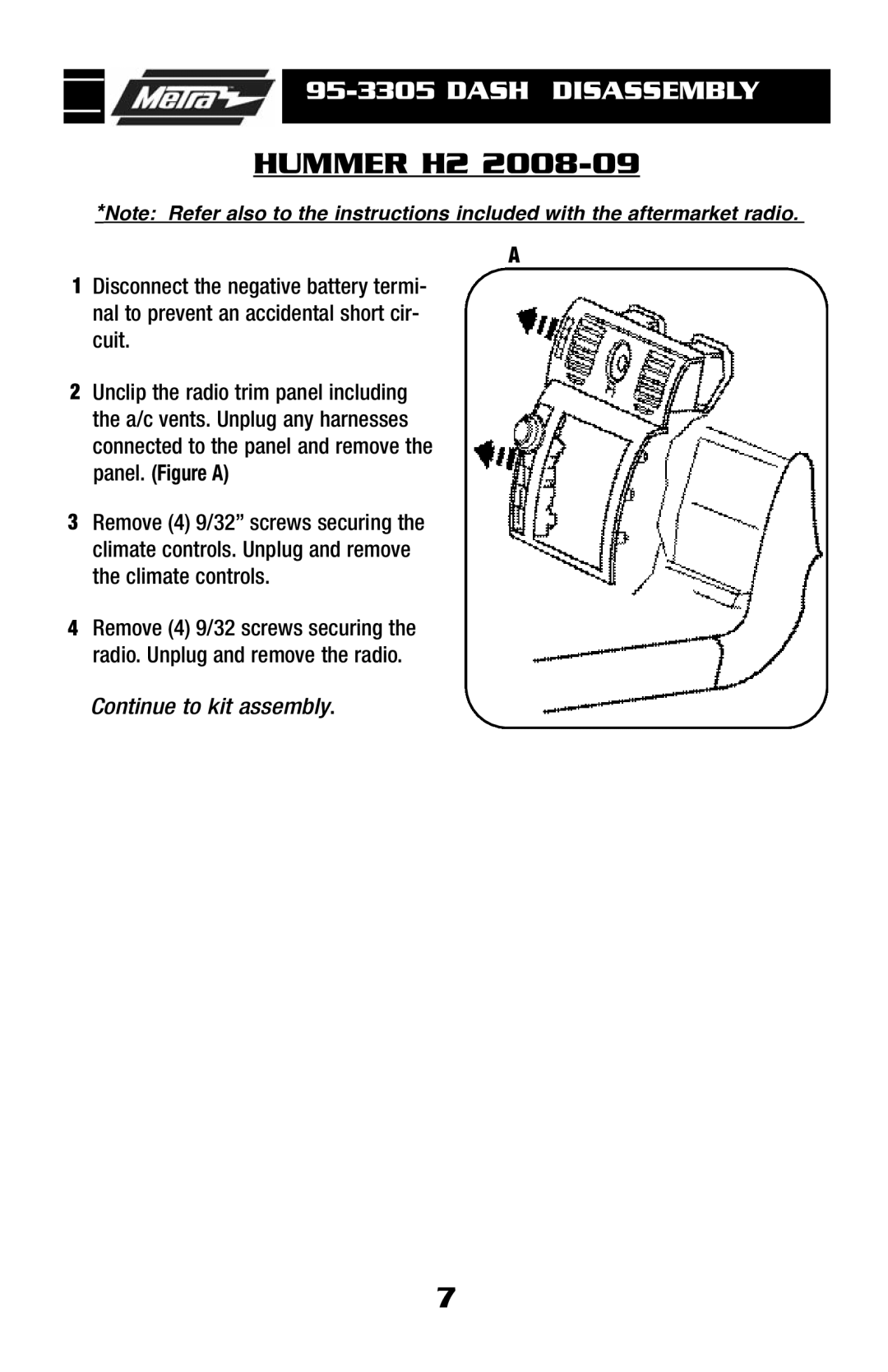 Metra Electronics 95-3305 installation instructions Hummer H2 