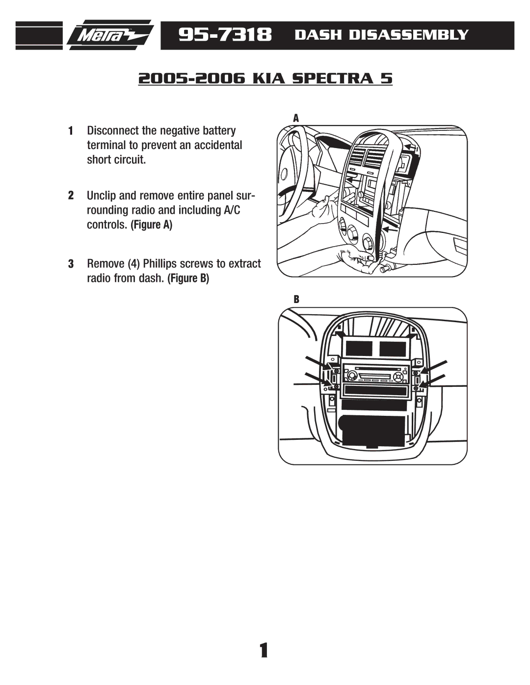 Metra Electronics 95-7318 installation instructions KIA Spectra 