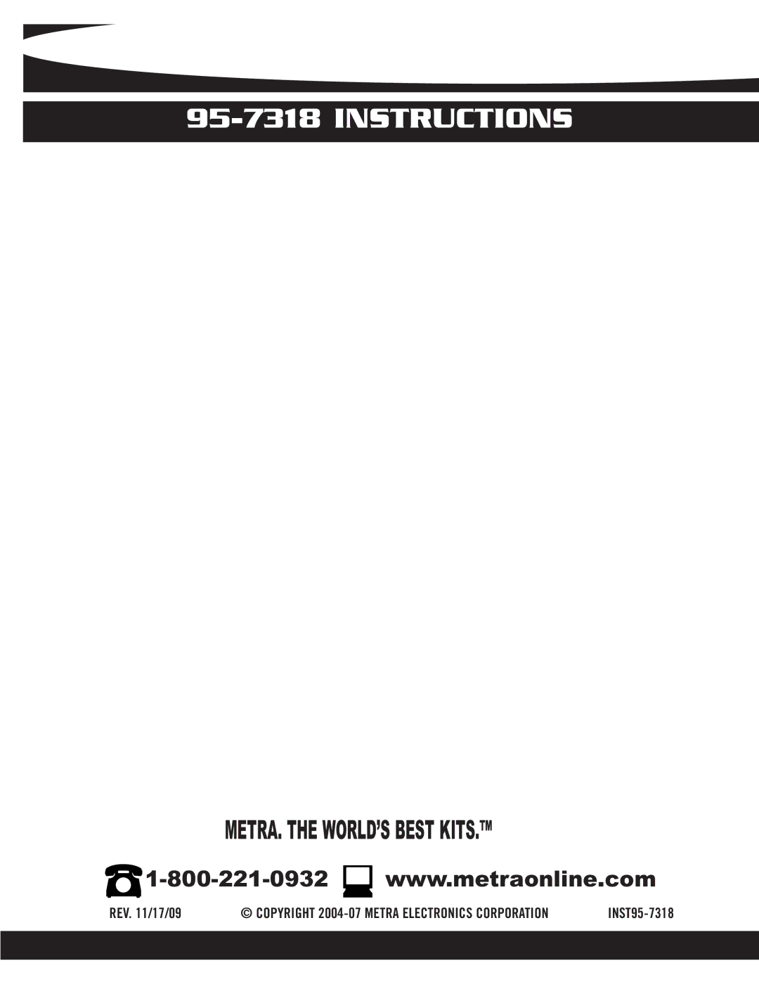 Metra Electronics 95-7318 installation instructions Instructions 