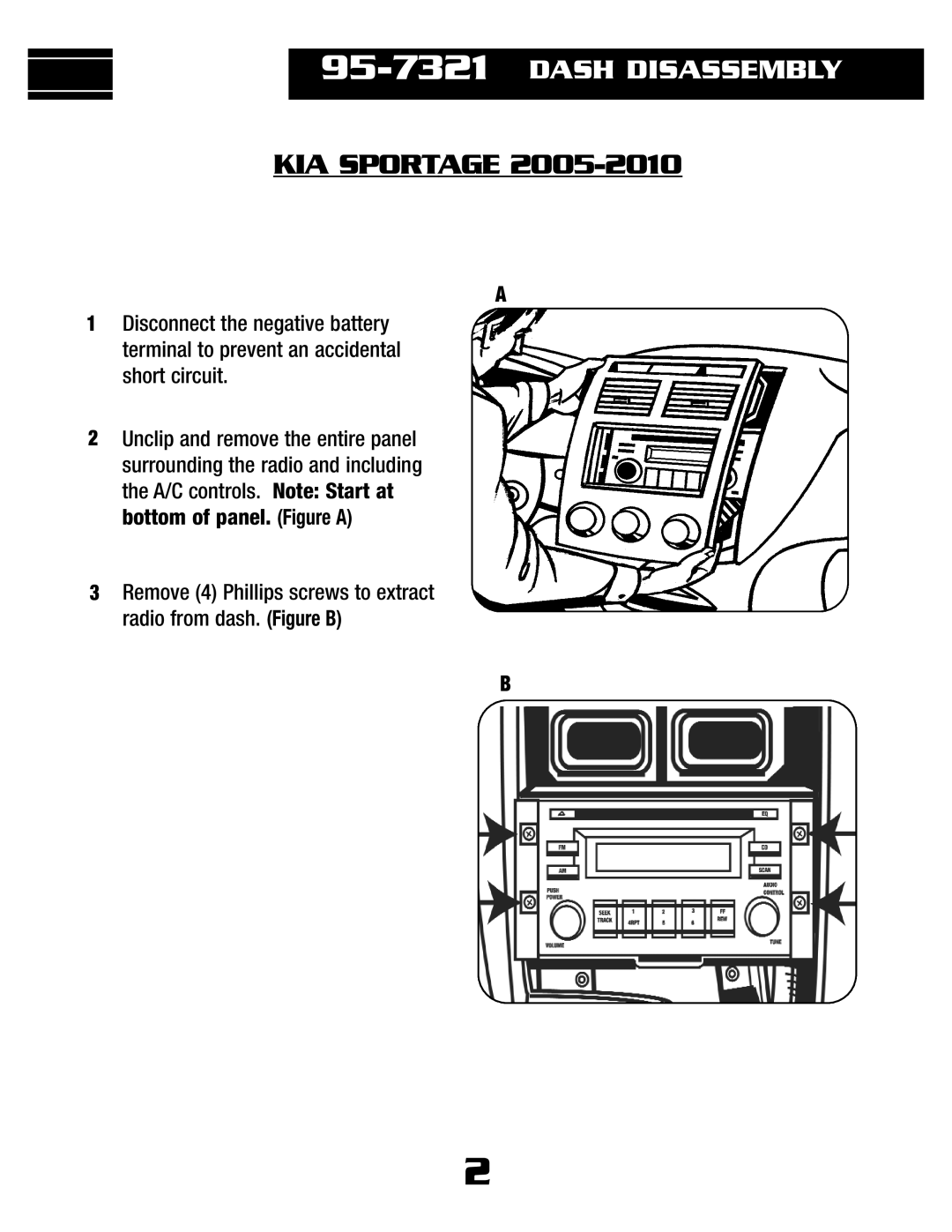 Metra Electronics 95-7321 installation instructions KIA Sportage 