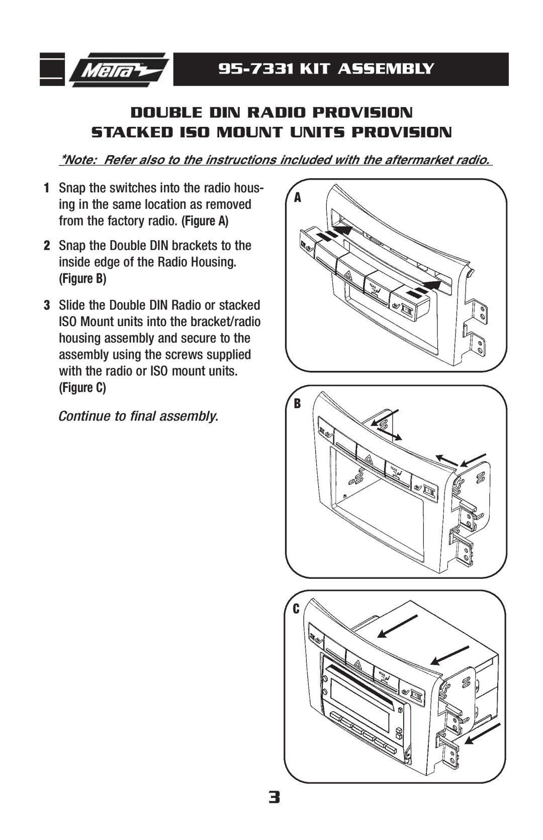 Metra Electronics 95-7331 installation instructions KIT Assembly, Figure B 