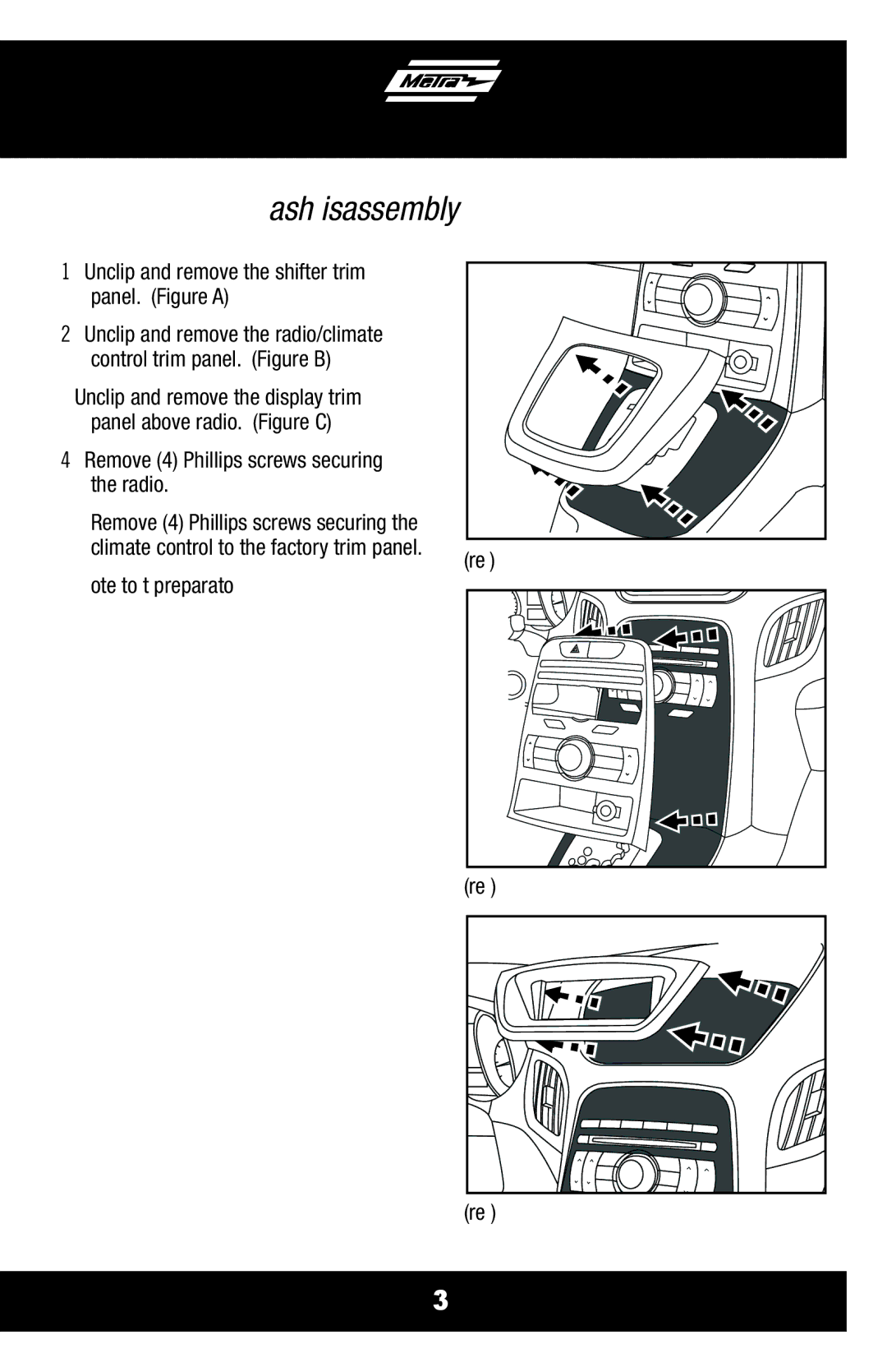 Metra Electronics 95-7339B installation instructions Dash Disassembly, Figure a 