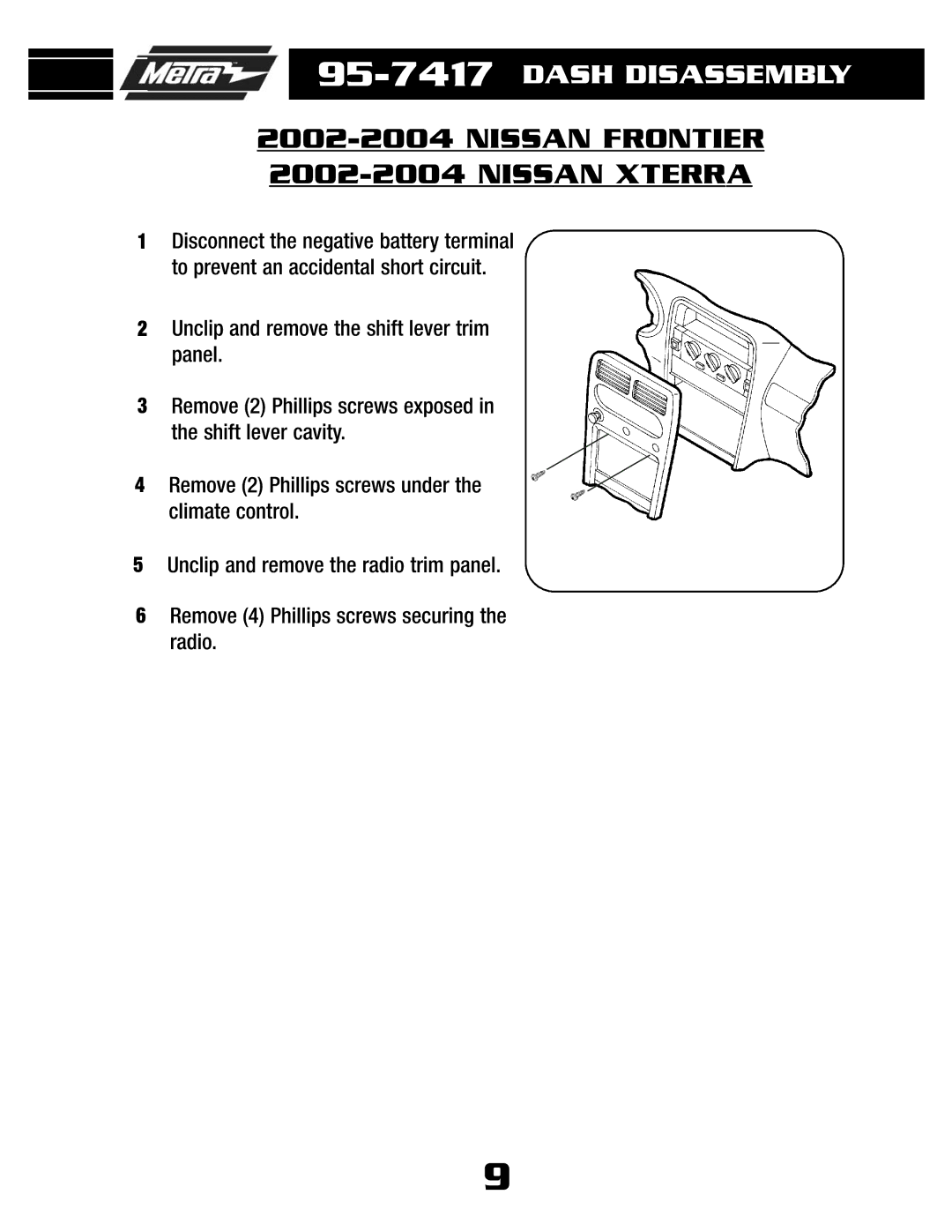 Metra Electronics 95-7417 installation instructions Nissan Frontier Nissan Xterra 