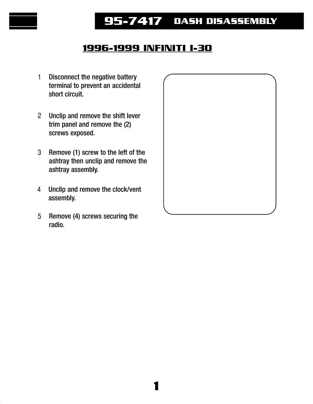 Metra Electronics 95-7417 installation instructions Infiniti 