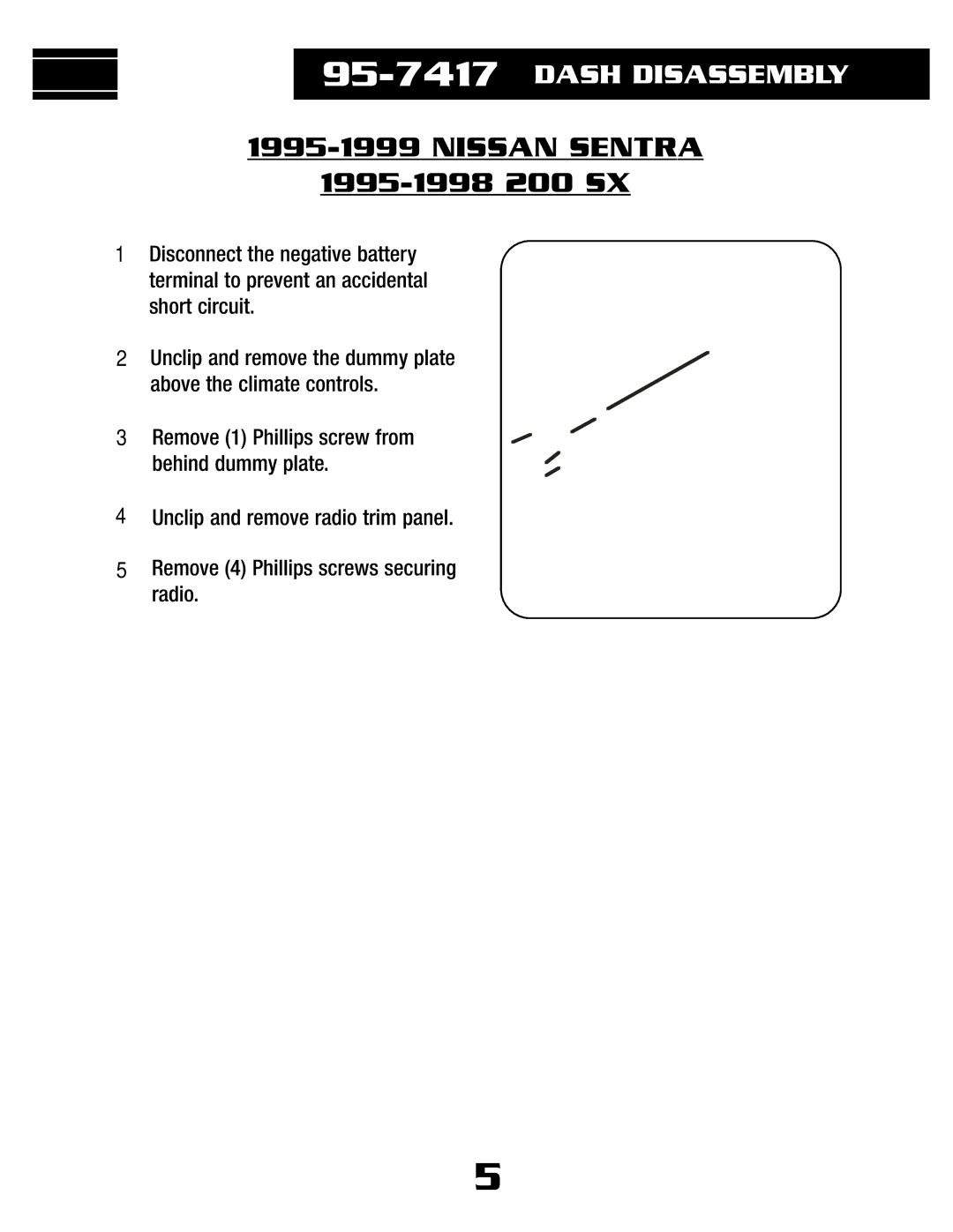 Metra Electronics 95-7417 installation instructions Nissan Sentra, 1995-1998 200 SX 