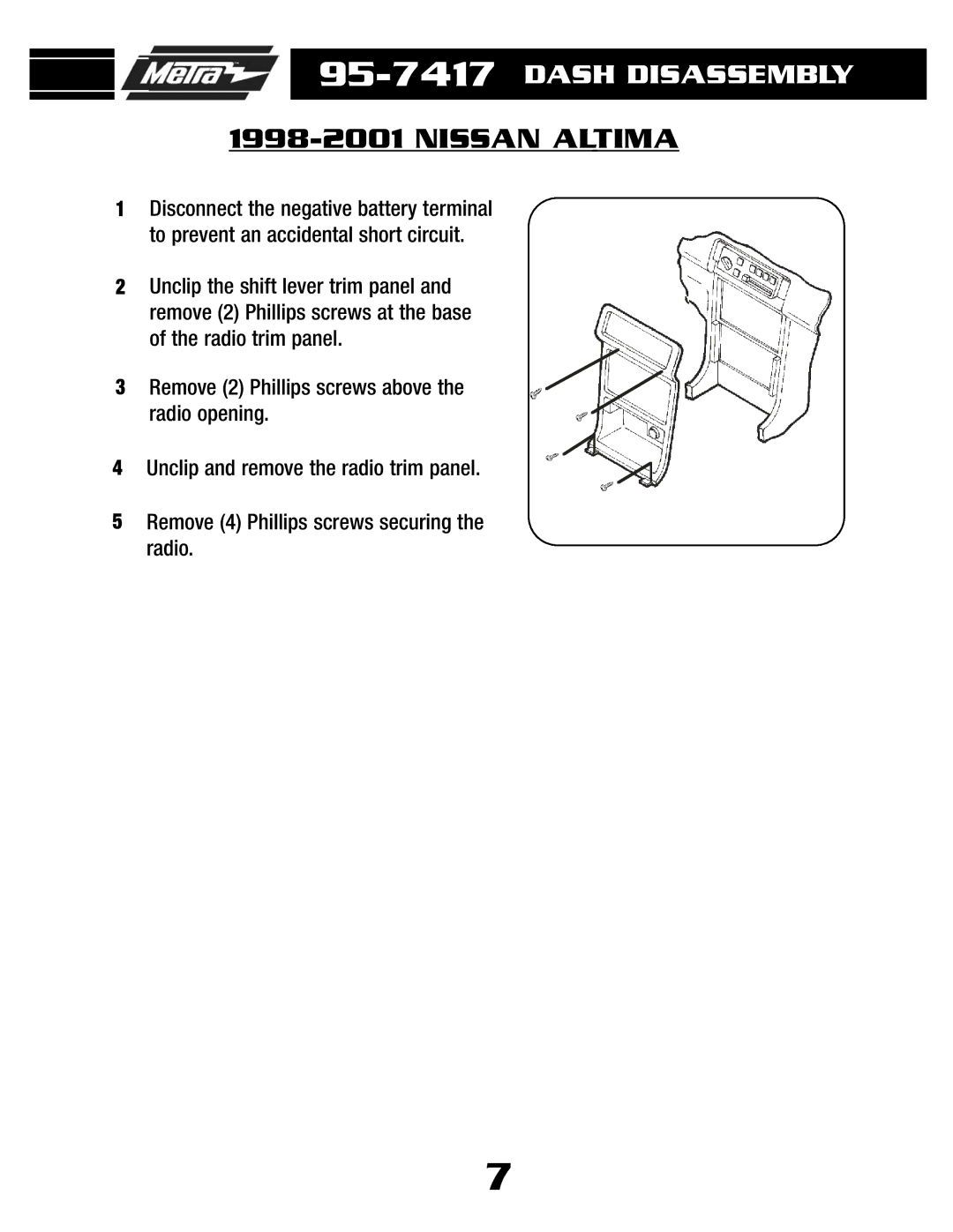 Metra Electronics 95-7417 installation instructions Nissan Altima 