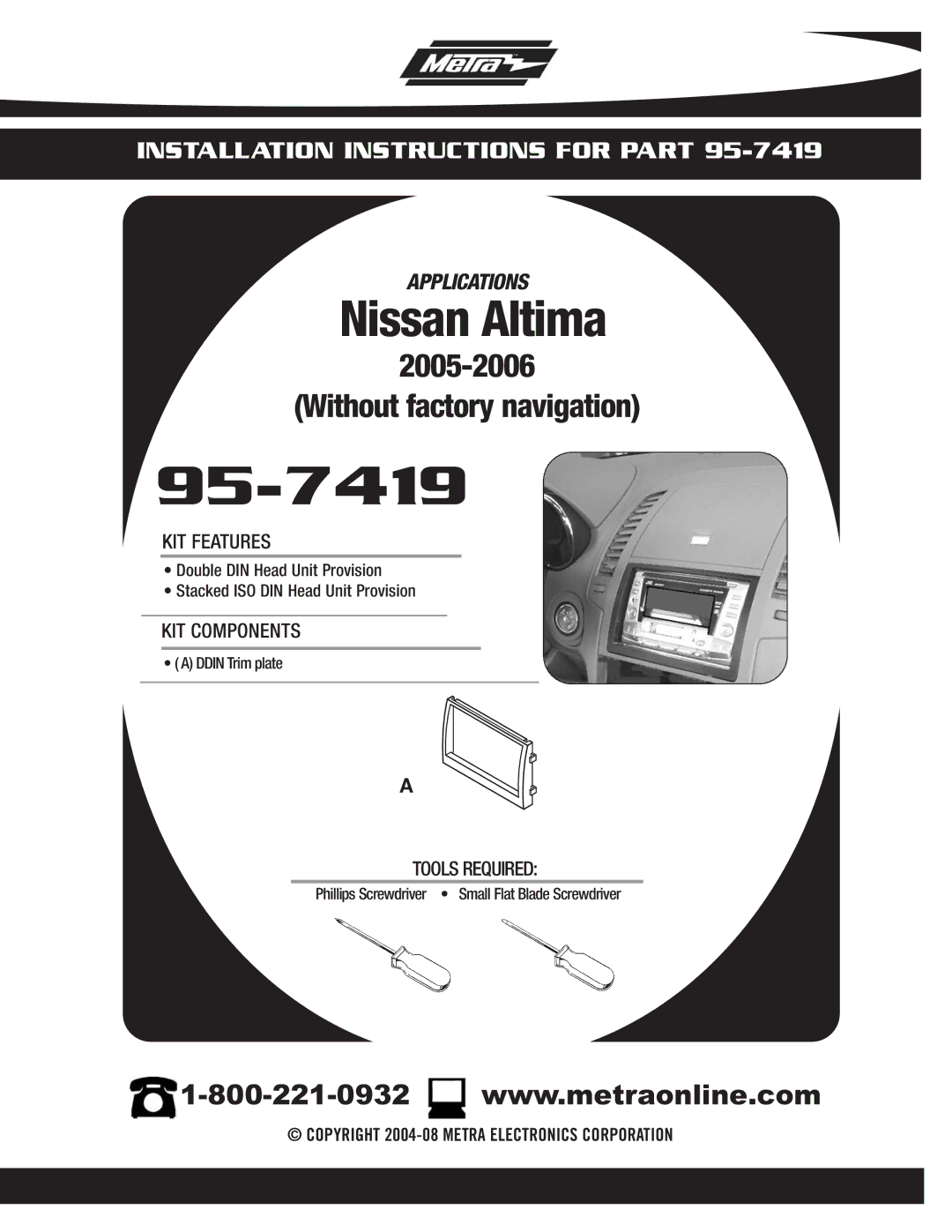 Metra Electronics 95-7419 installation instructions 