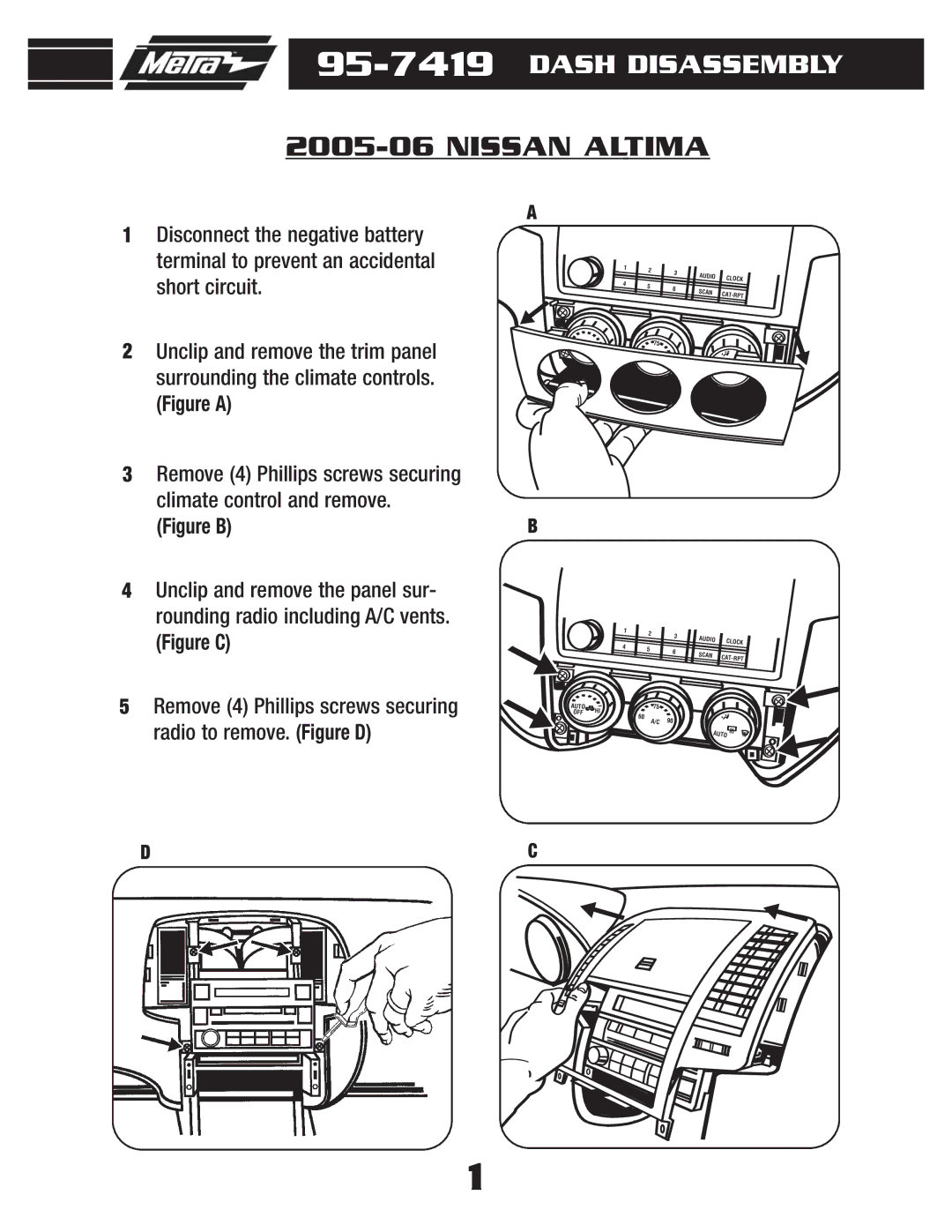 Metra Electronics 95-7419 installation instructions Nissan Altima, Figure a 