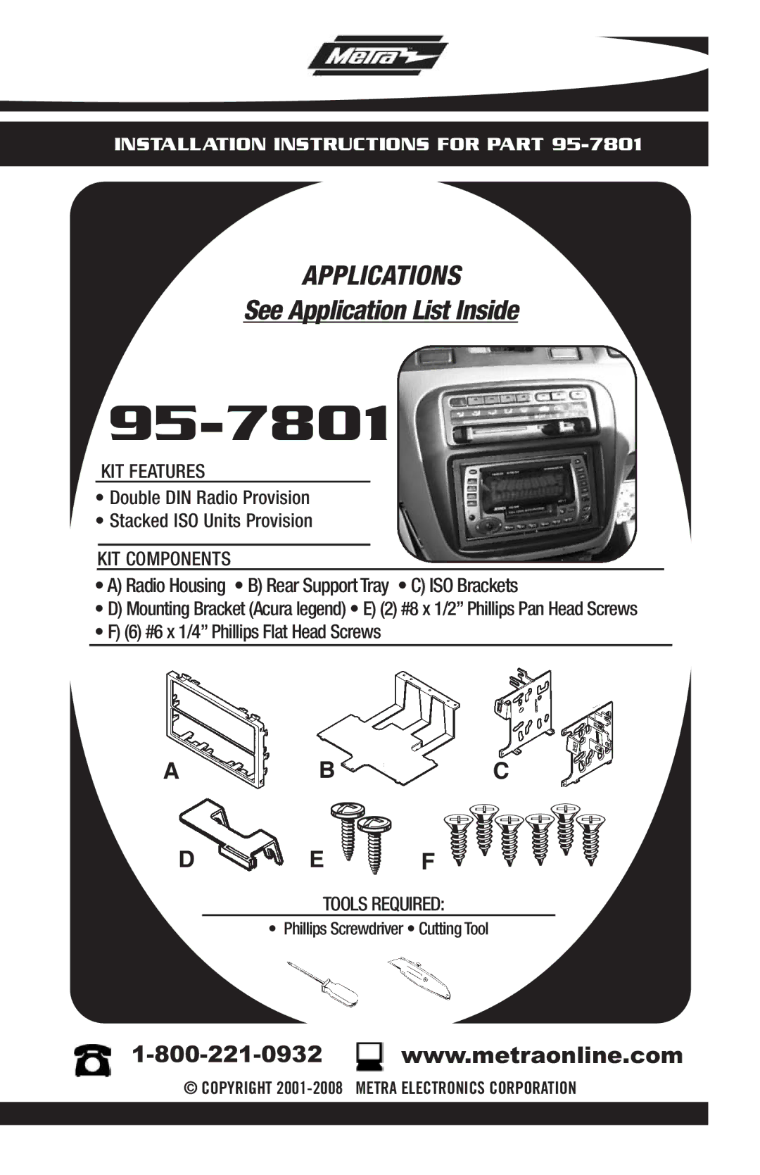 Metra Electronics 95-7801 installation instructions 