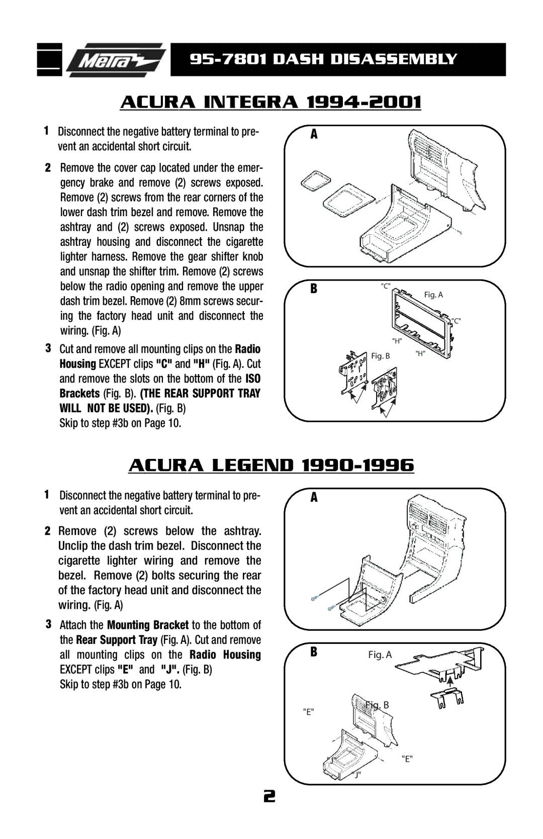 Metra Electronics 95-7801 installation instructions Acura Legend, Fig. B 