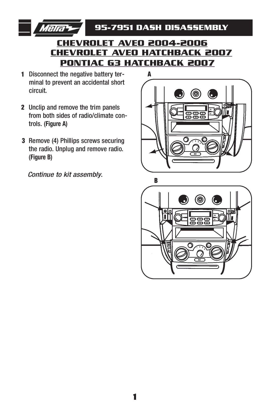 Metra Electronics 95-7951 installation instructions Dash Disassembly 