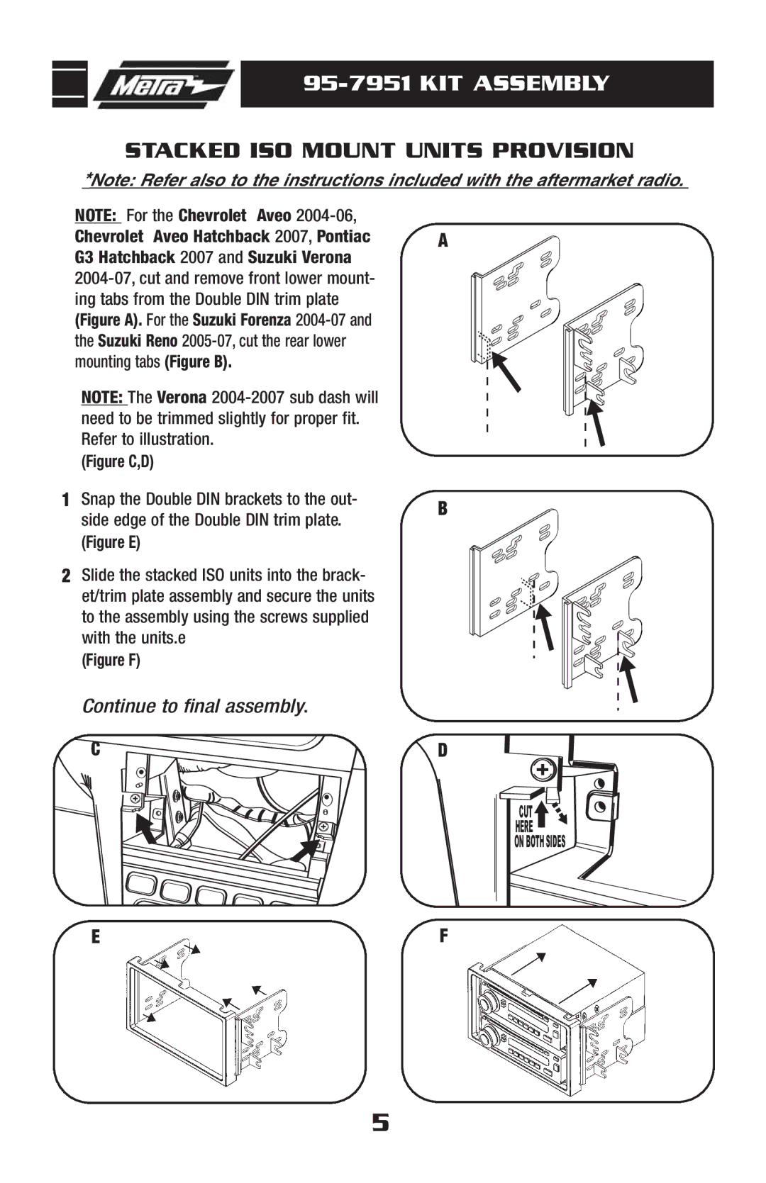 Metra Electronics 95-7951 installation instructions Stacked ISO Mount Units Provision, Figure F 