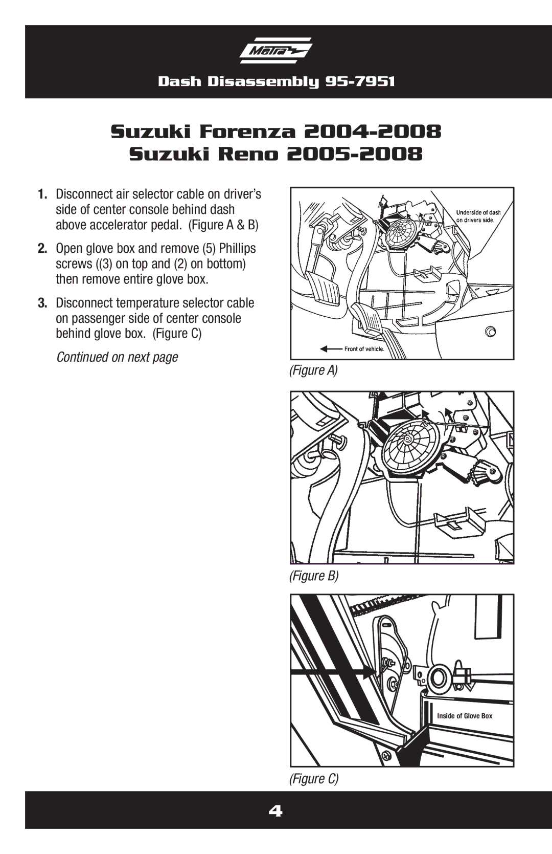 Metra Electronics 95-7951 installation instructions Suzuki Forenza Suzuki Reno, Figure C 