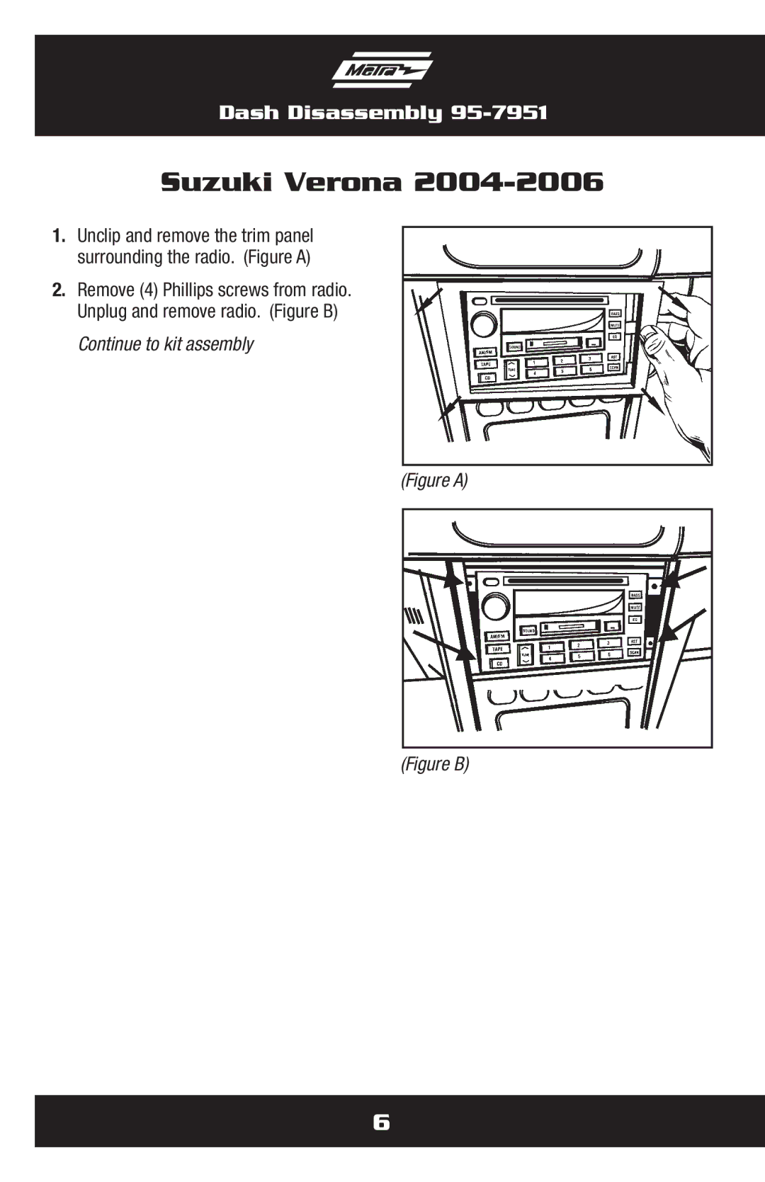 Metra Electronics 95-7951 installation instructions Suzuki Verona 