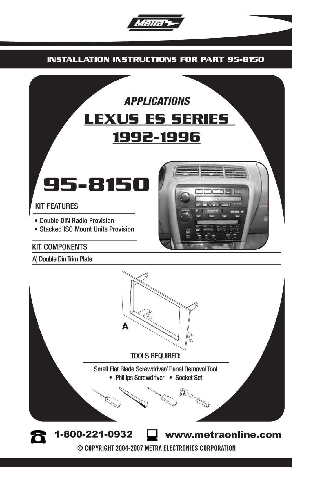 Metra Electronics 95-8150 installation instructions 