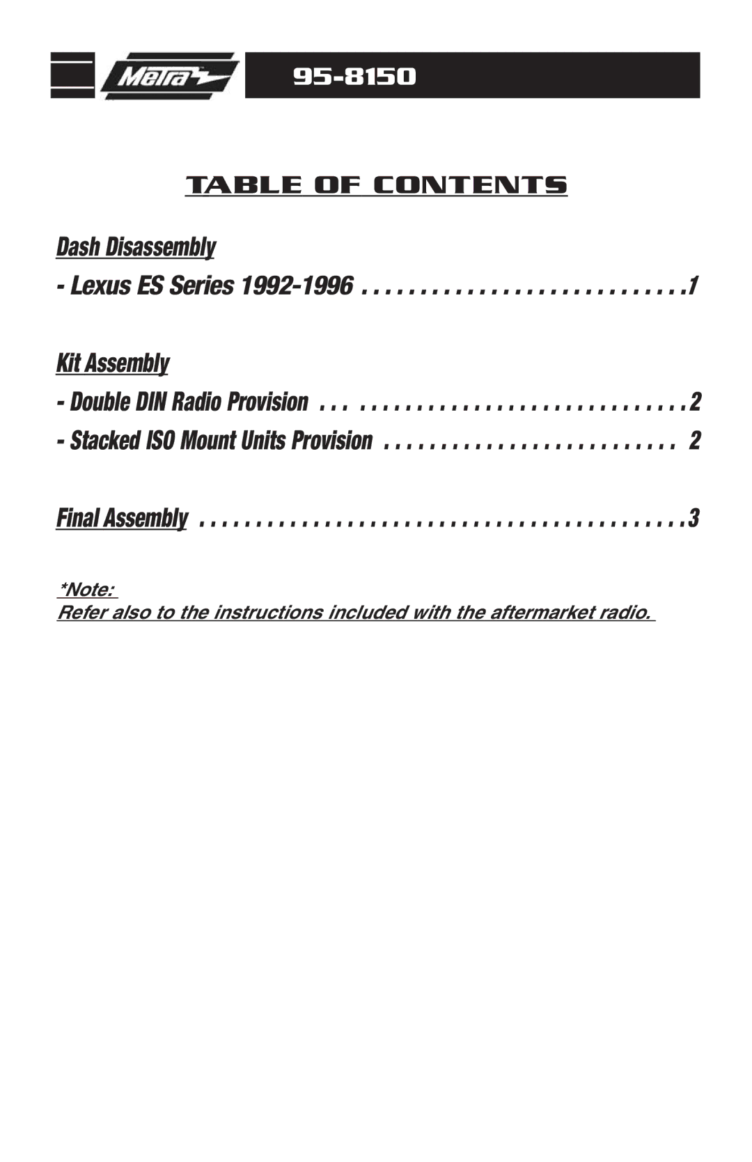 Metra Electronics 95-8150 installation instructions Dash Disassembly 