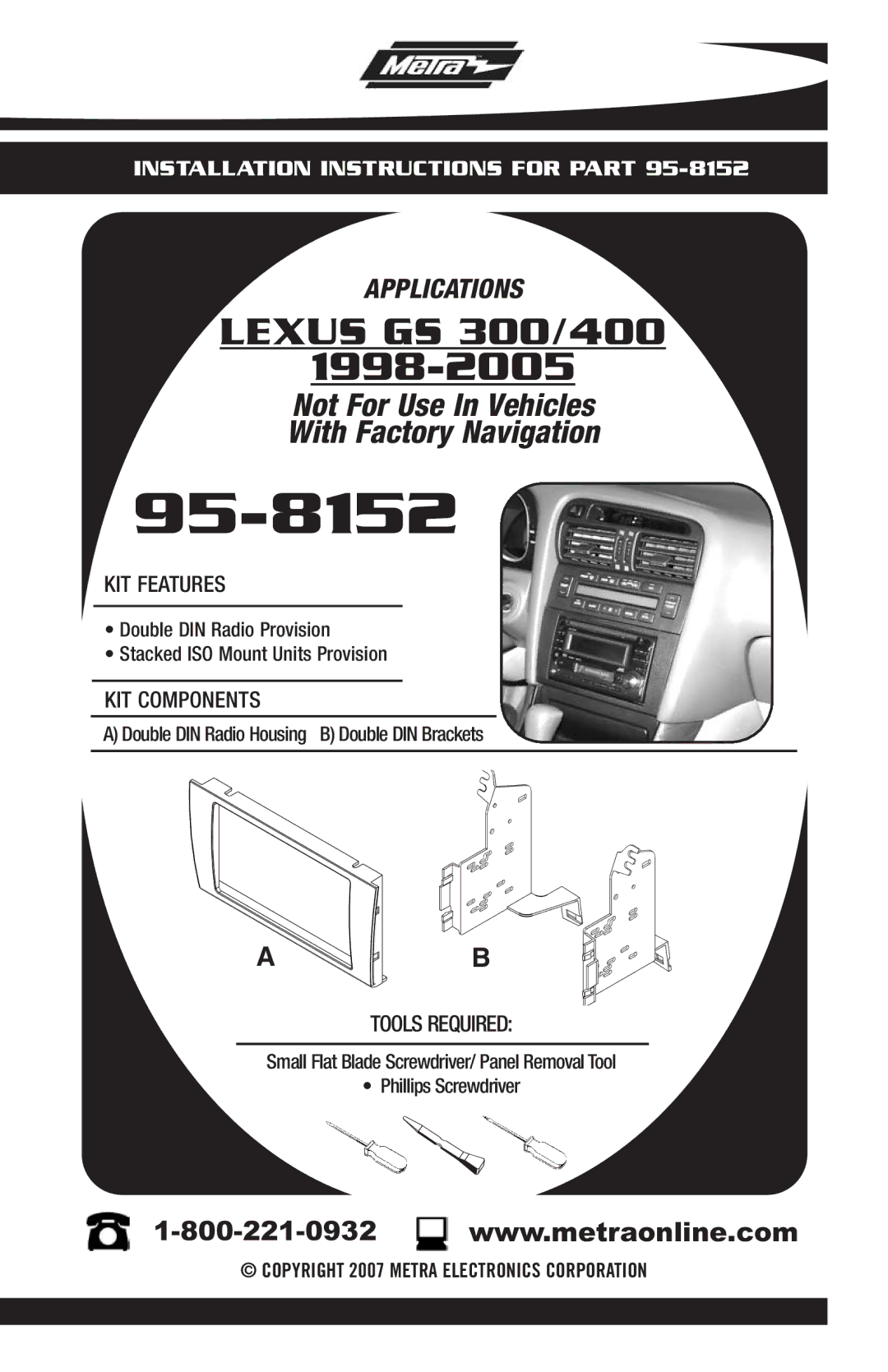 Metra Electronics 95-8152 installation instructions 