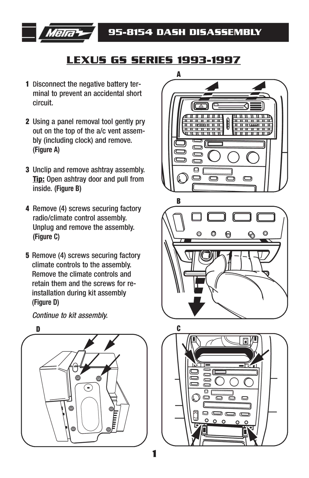 Metra Electronics 95-8154 installation instructions Lexus GS Series 