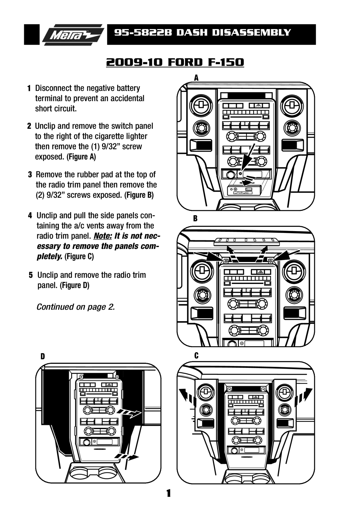 Metra Electronics 955822 installation instructions Ford F-150 