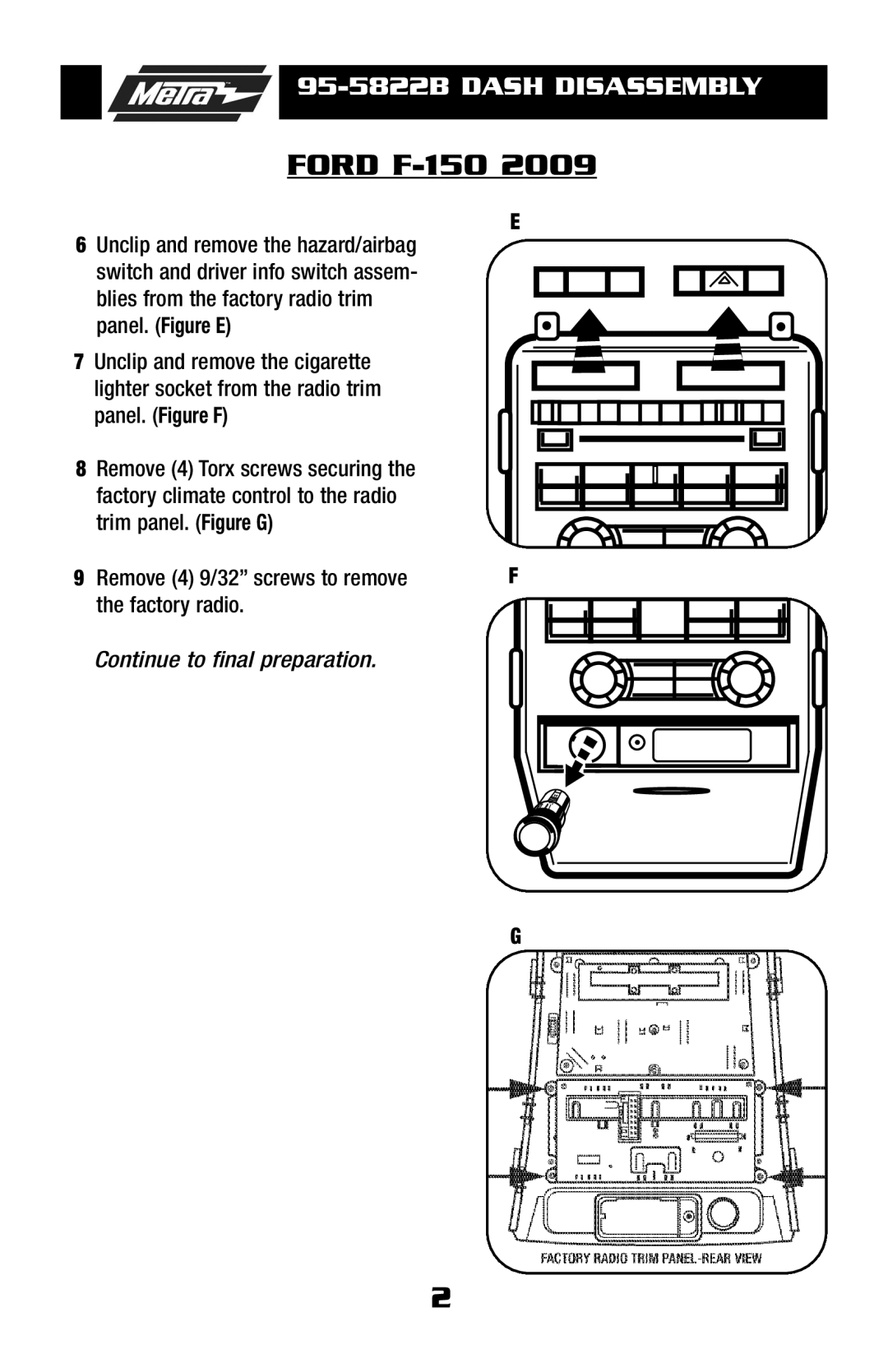 Metra Electronics 955822 installation instructions Continue to final preparation 