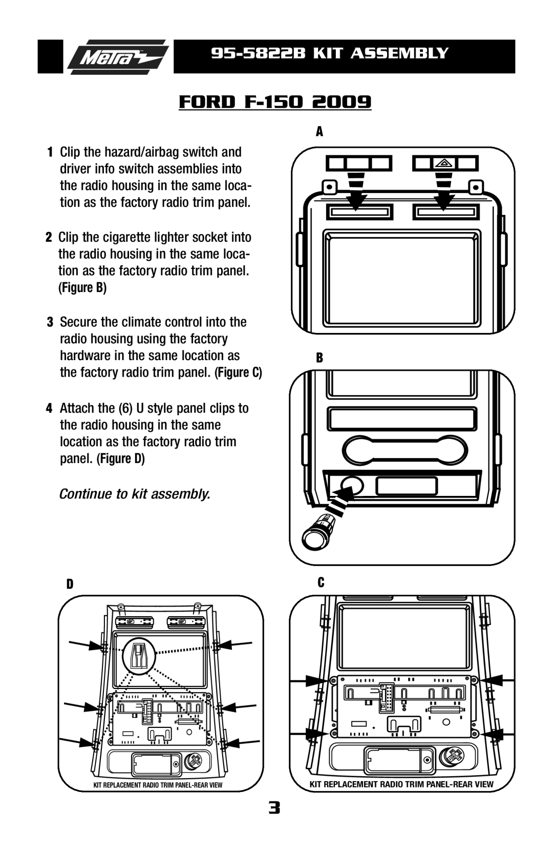 Metra Electronics 955822 installation instructions 95-5822B KIT Assembly 