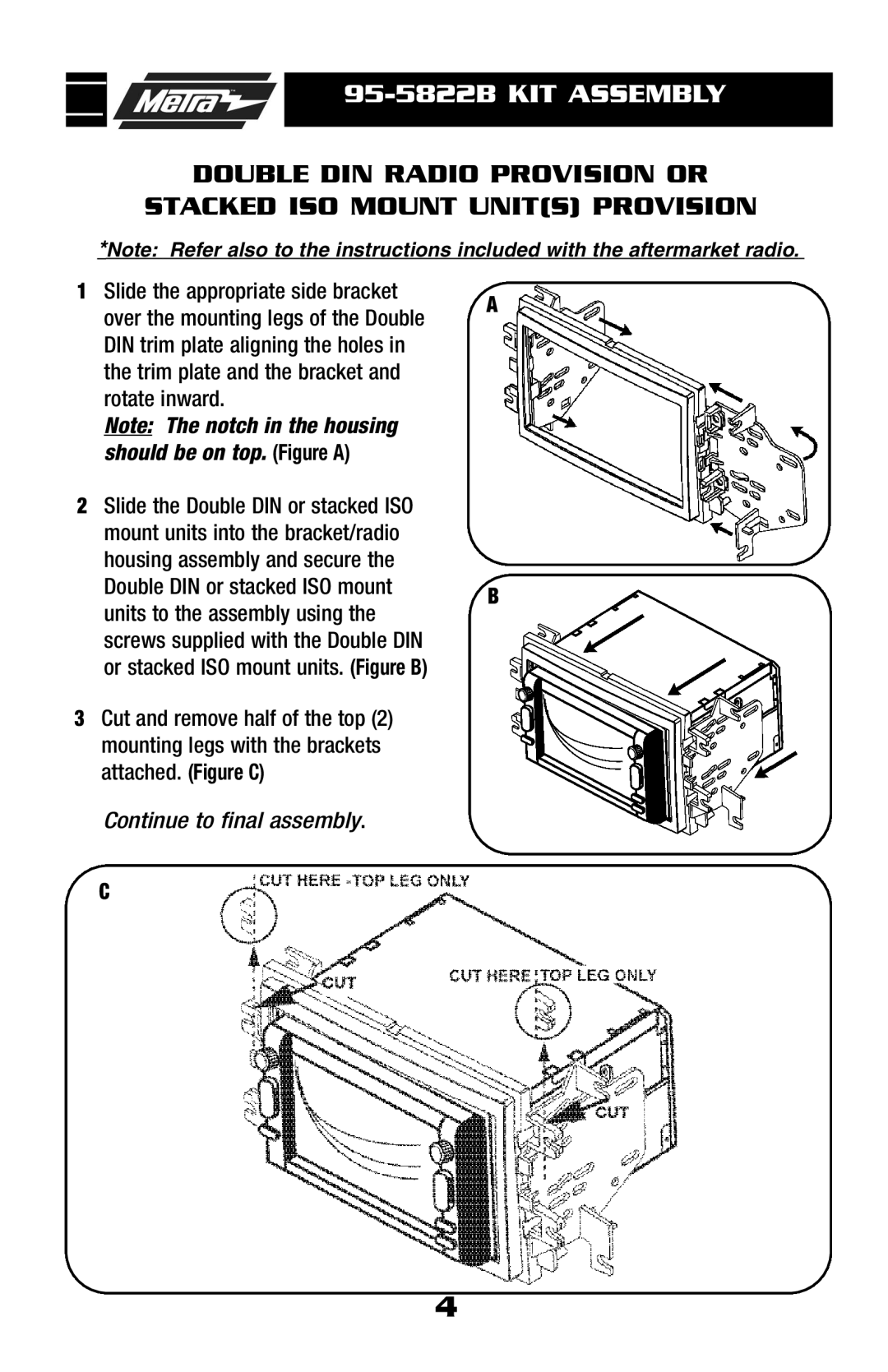 Metra Electronics 955822 installation instructions Continue to final assembly 