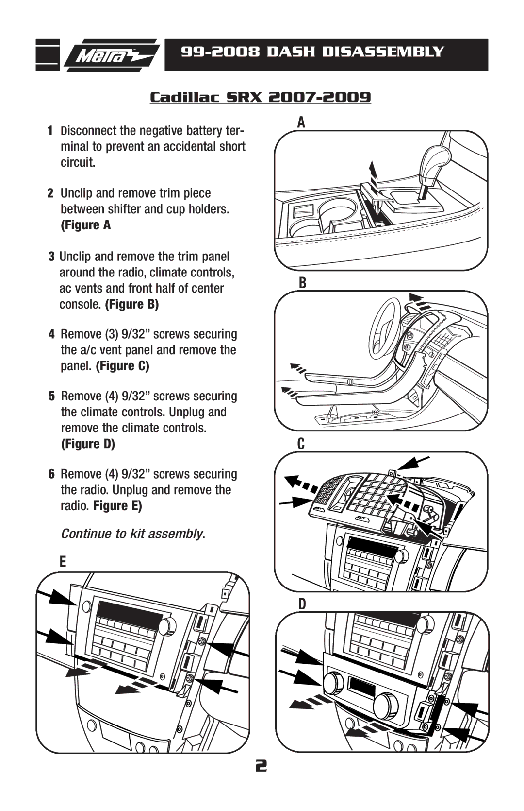 Metra Electronics 99-2008 installation instructions Cadillac SRX 