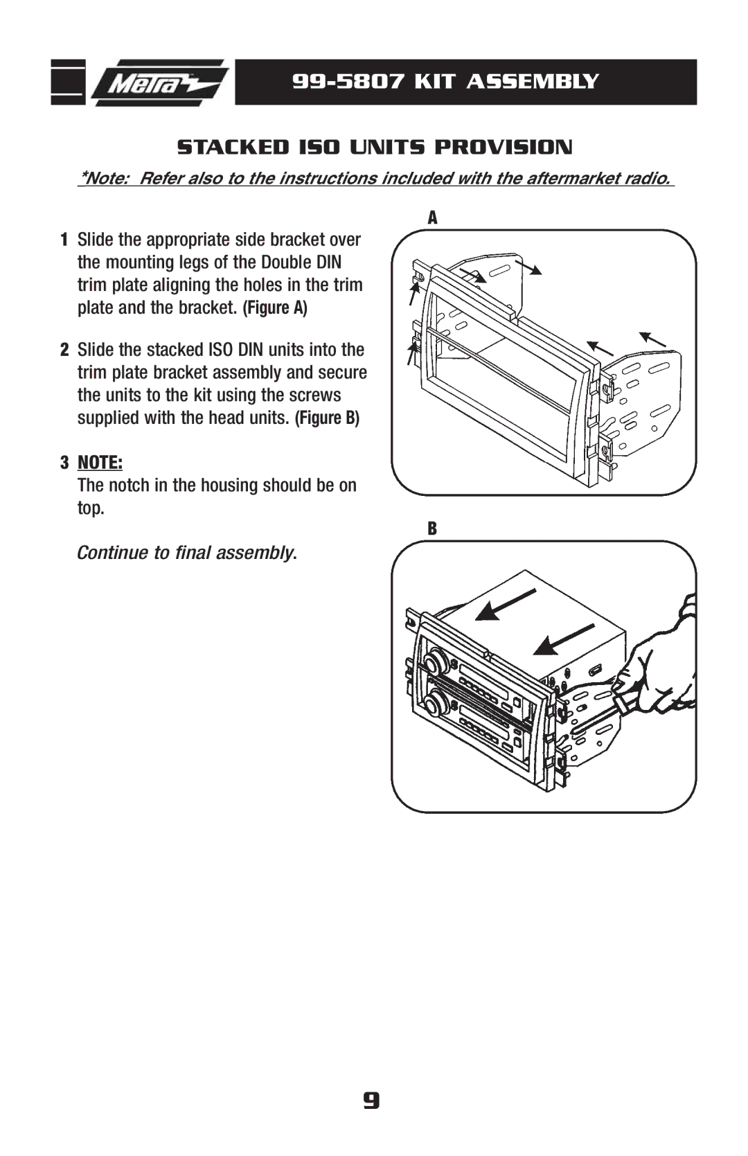 Metra Electronics 99-5807 installation instructions Stacked ISO Units Provision 