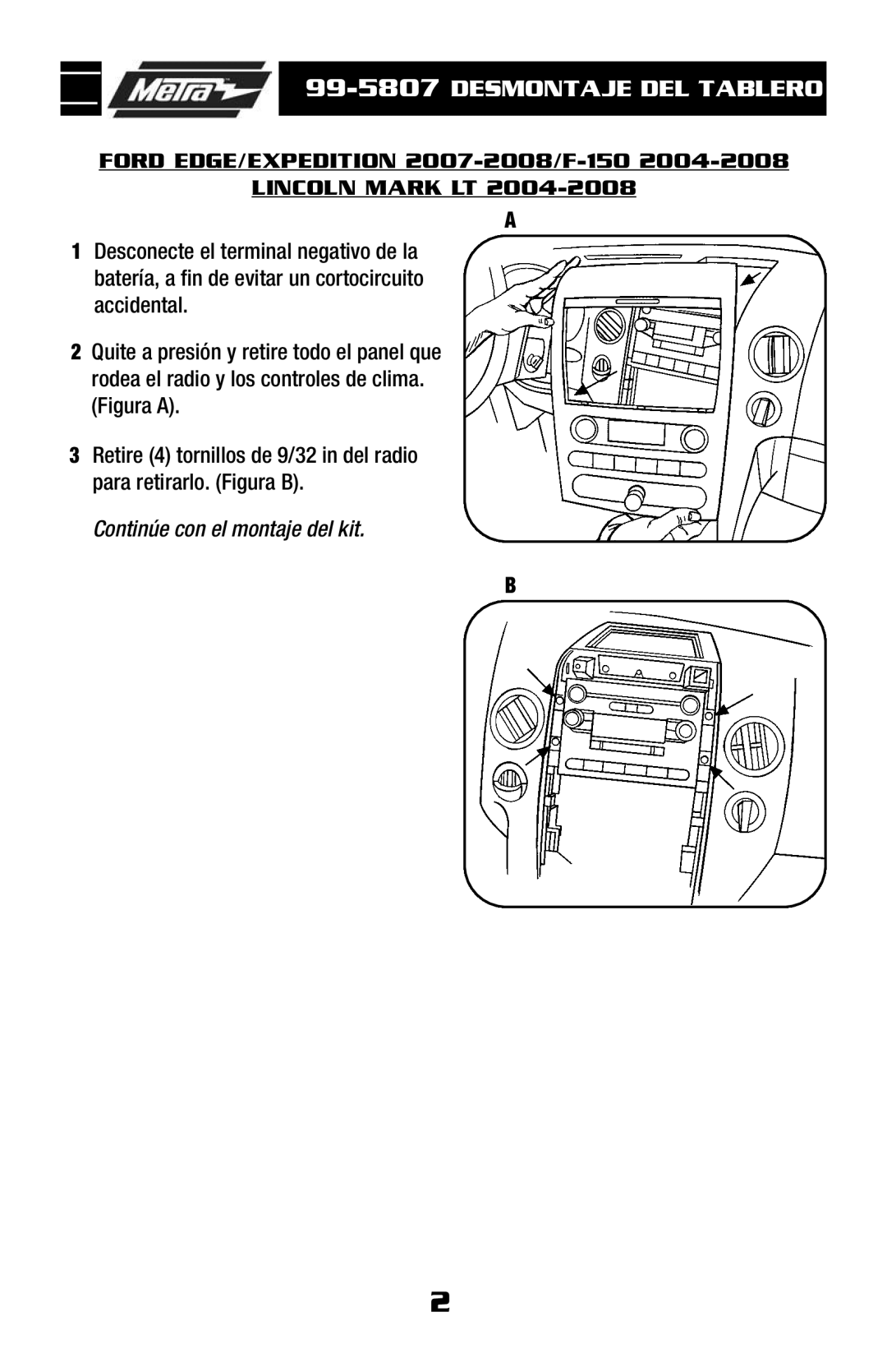 Metra Electronics 99-5807 installation instructions Lincoln Mark LT 