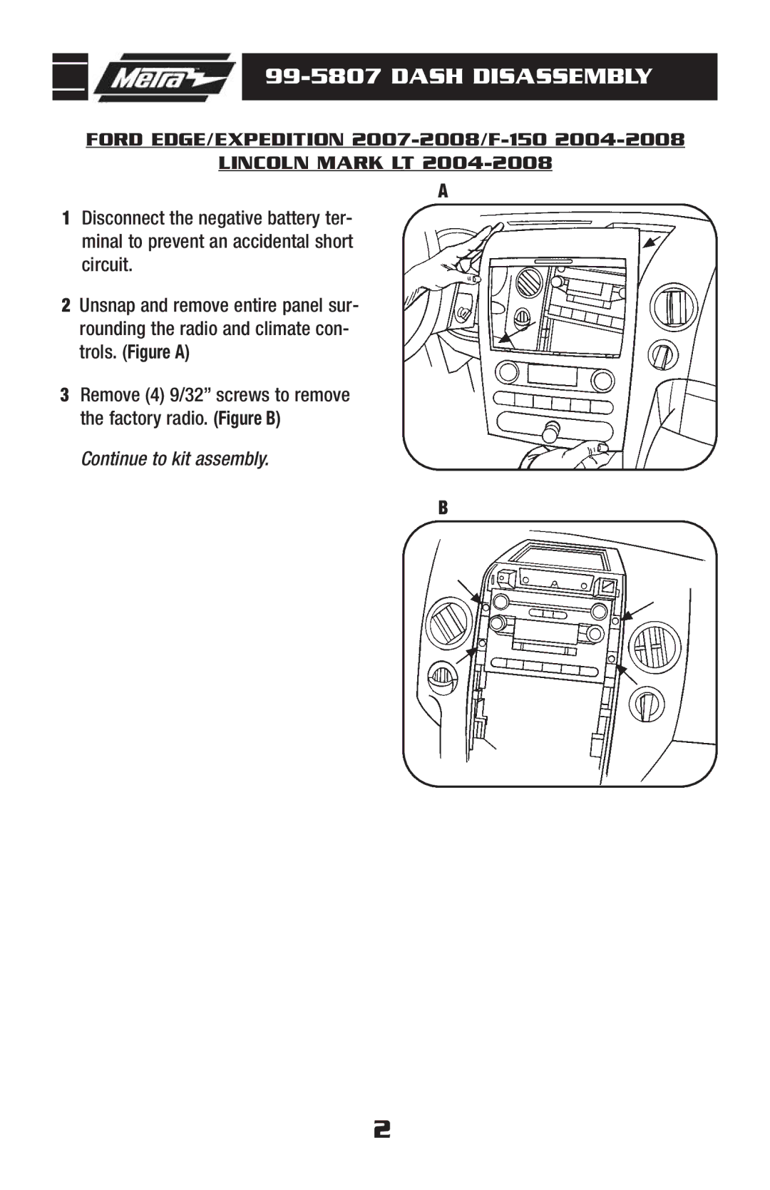 Metra Electronics 99-5807 installation instructions Lincoln Mark LT 