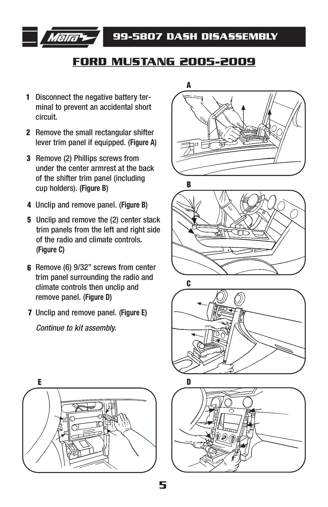 Metra Electronics 99-5807 installation instructions Ford Mustang 