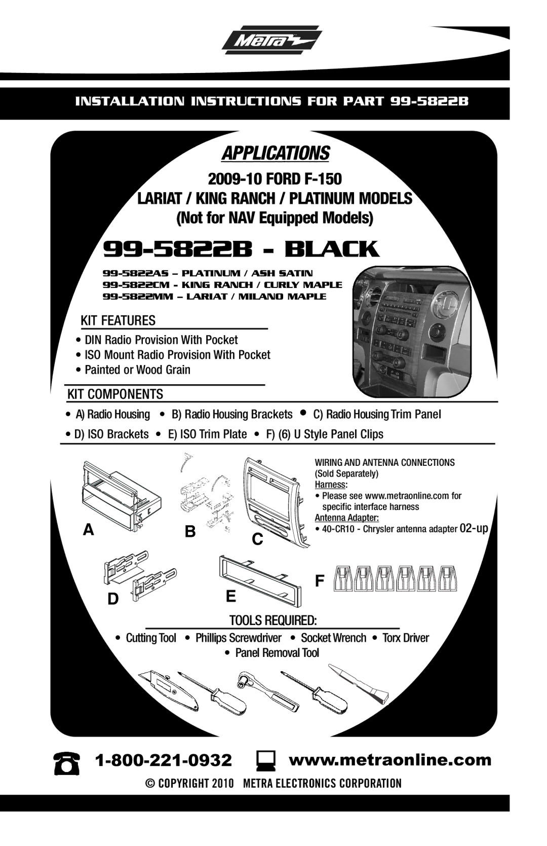 Metra Electronics installation instructions 99-5822B Black 