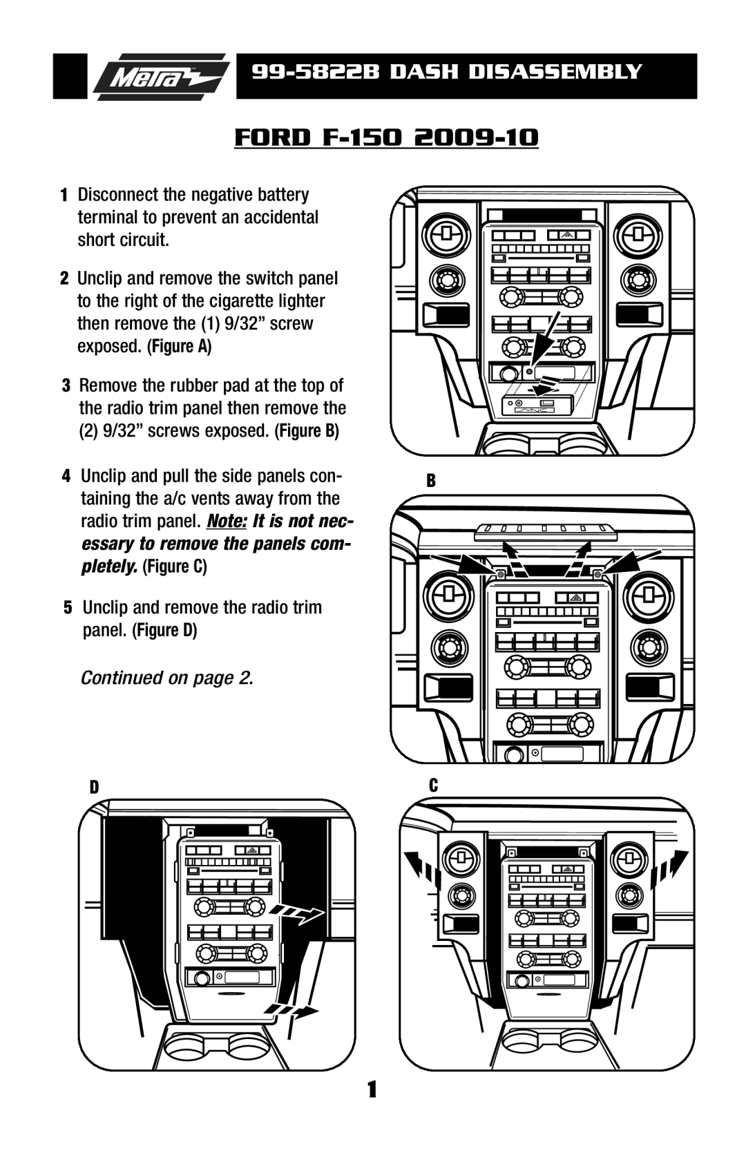 Metra Electronics 99-5822B installation instructions Ford F-150 