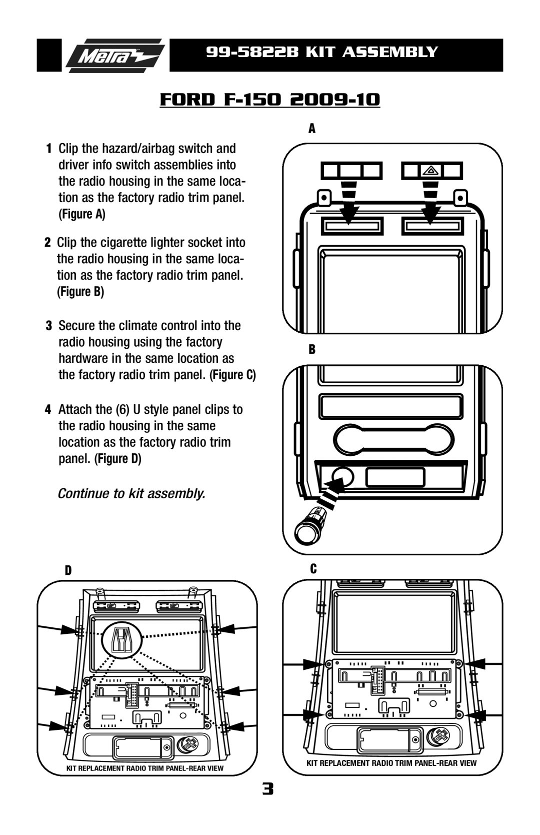 Metra Electronics installation instructions 99-5822B KIT Assembly 