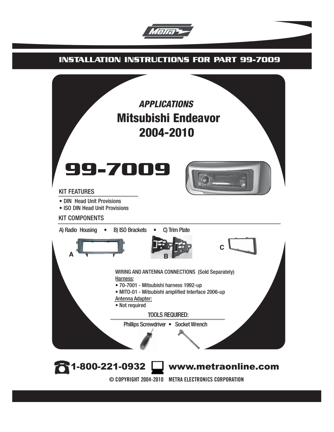 Metra Electronics 99-7009 installation instructions 