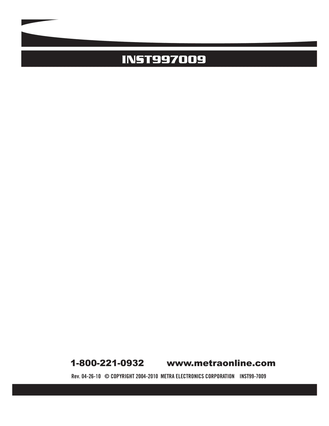 Metra Electronics 99-7009 installation instructions INST997009 