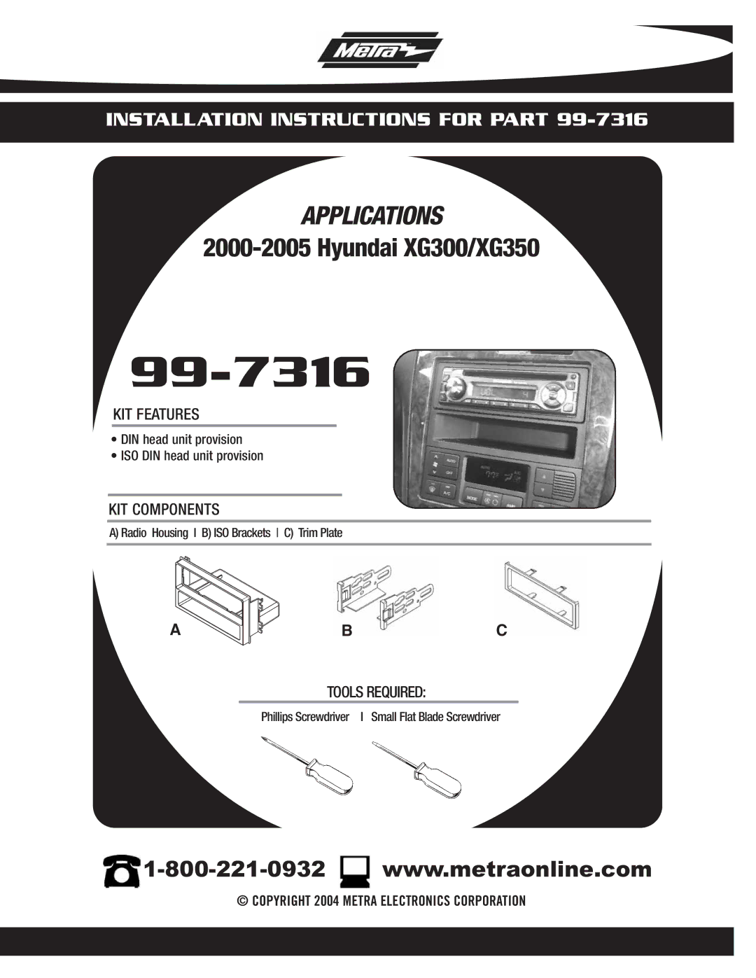 Metra Electronics 99-7316 installation instructions 