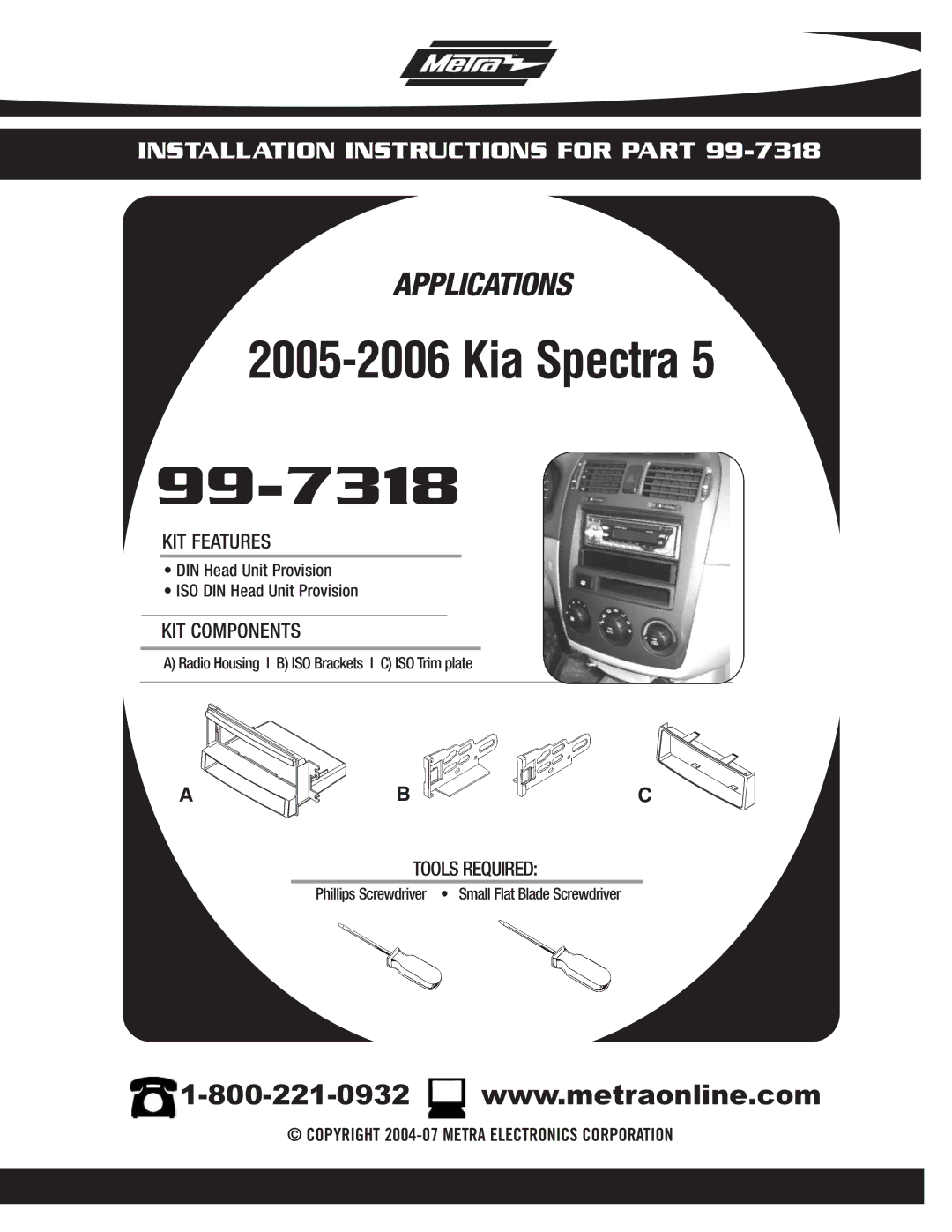 Metra Electronics 99-7318 installation instructions 